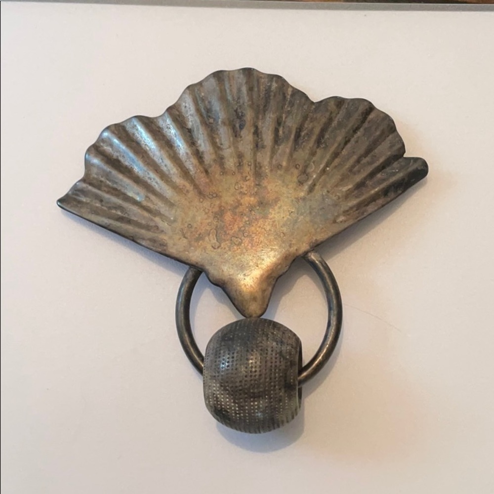 Vintage Kate Hines Stamped Fan & Ball Brooch
